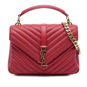 Pre-Loved Saint Laurent Medium Chevron Sheepskin Monogram College Satchel
